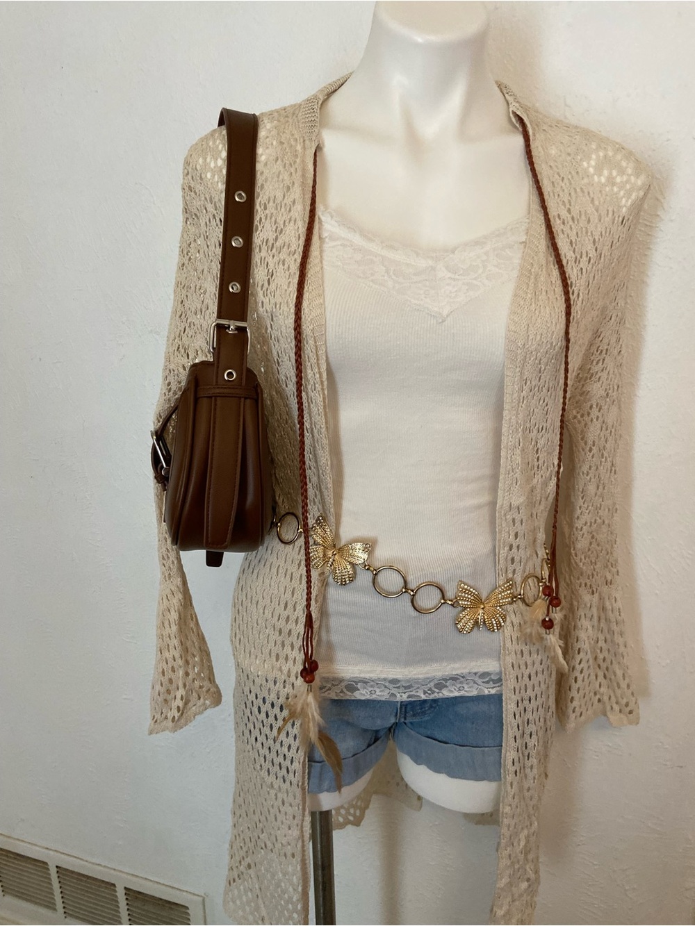 EARTHBOUND Cream Open-Knit Women’s Cardigan